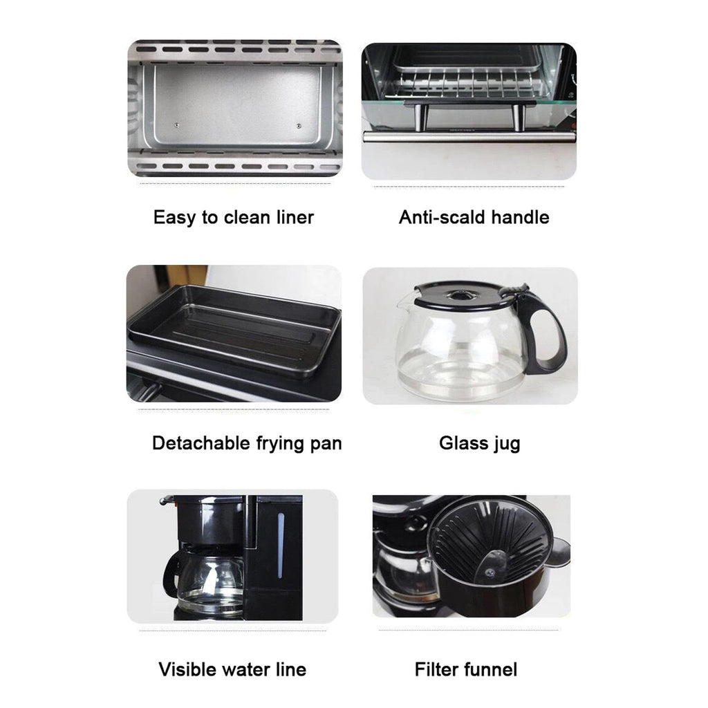 2788 3 in 1 Breakfast Maker Portable Toaster Oven, Grill Pan & Coffee Maker Full Breakfast Ready at One Go DeoDap