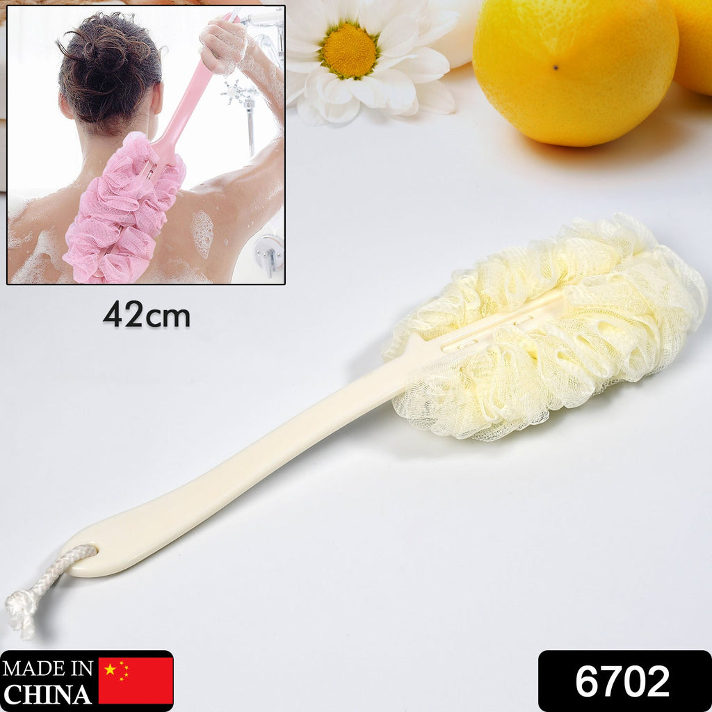 6702 Loofah Back Scrubber for Shower, Long Handle Bath Sponge Shower Brush, Soft Nylon Mesh Back Cleaner Washer, Body Bath Brush for Women and Men, Bathroom Shower Accessories DeoDap