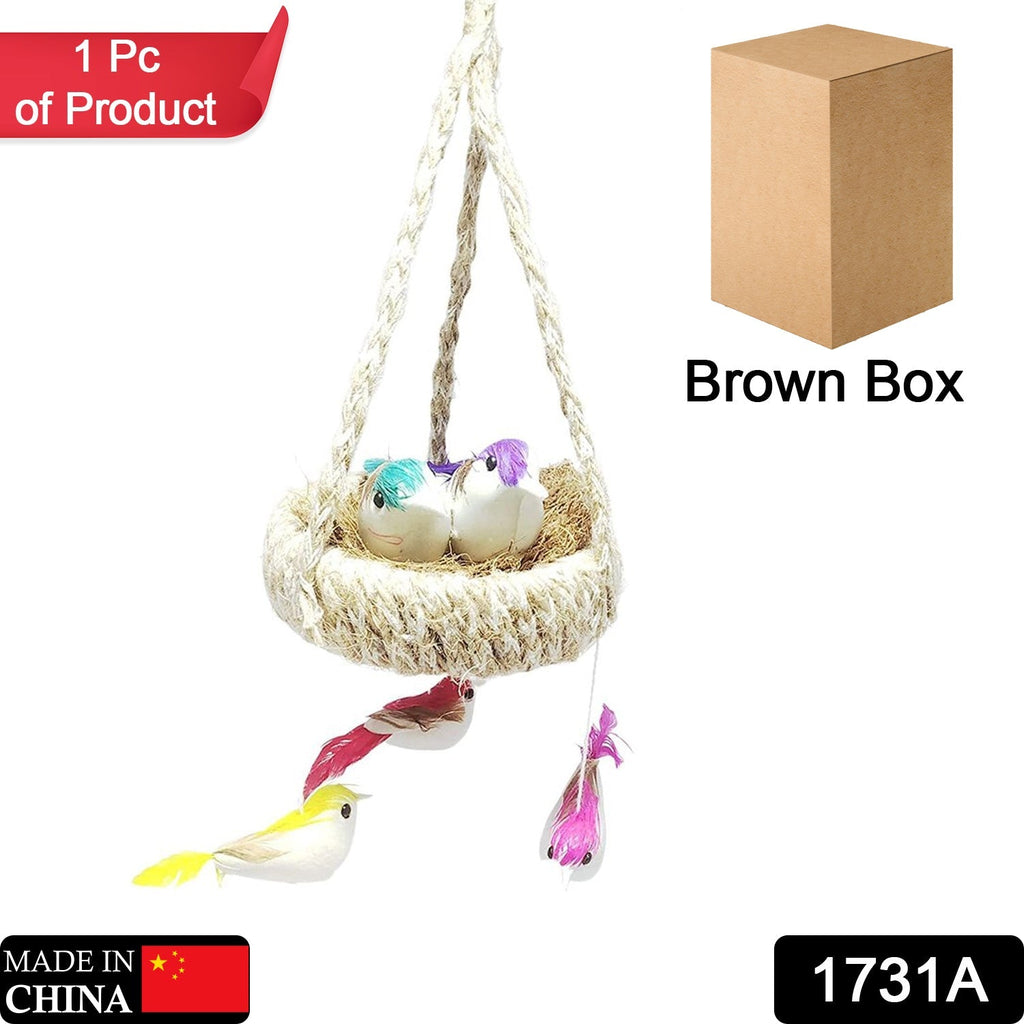 1731A ARTIFICIAL JUTE HANGING BIRDS NEST JHUMAR CHIDIYAN KA GHOSLA With Brown Box DeoDap