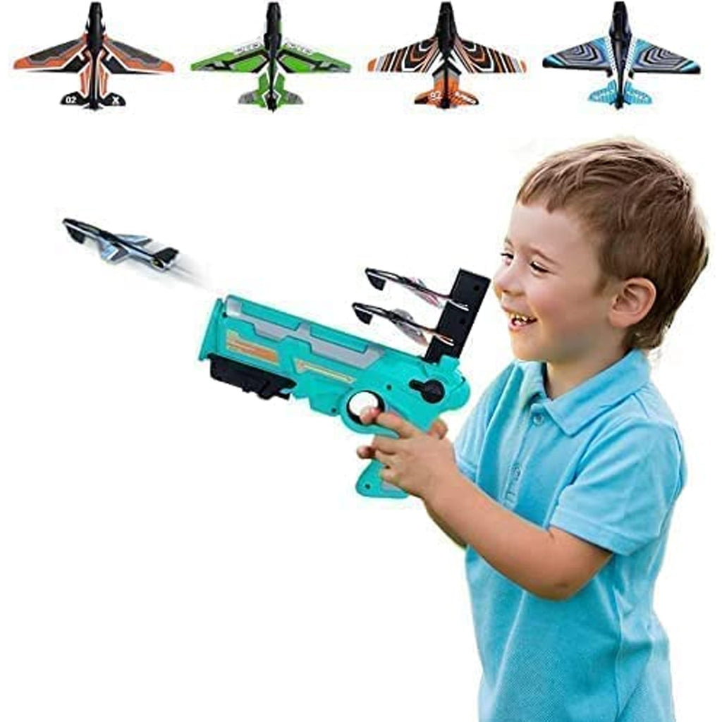 4413A Airplane Launcher Gun Toy with Foam Glider Planes, Outdoor Games for Children, Best Aeroplane Toys for Kids, Air Battle Gun Toys  ( 5 Plane Include ) DeoDap