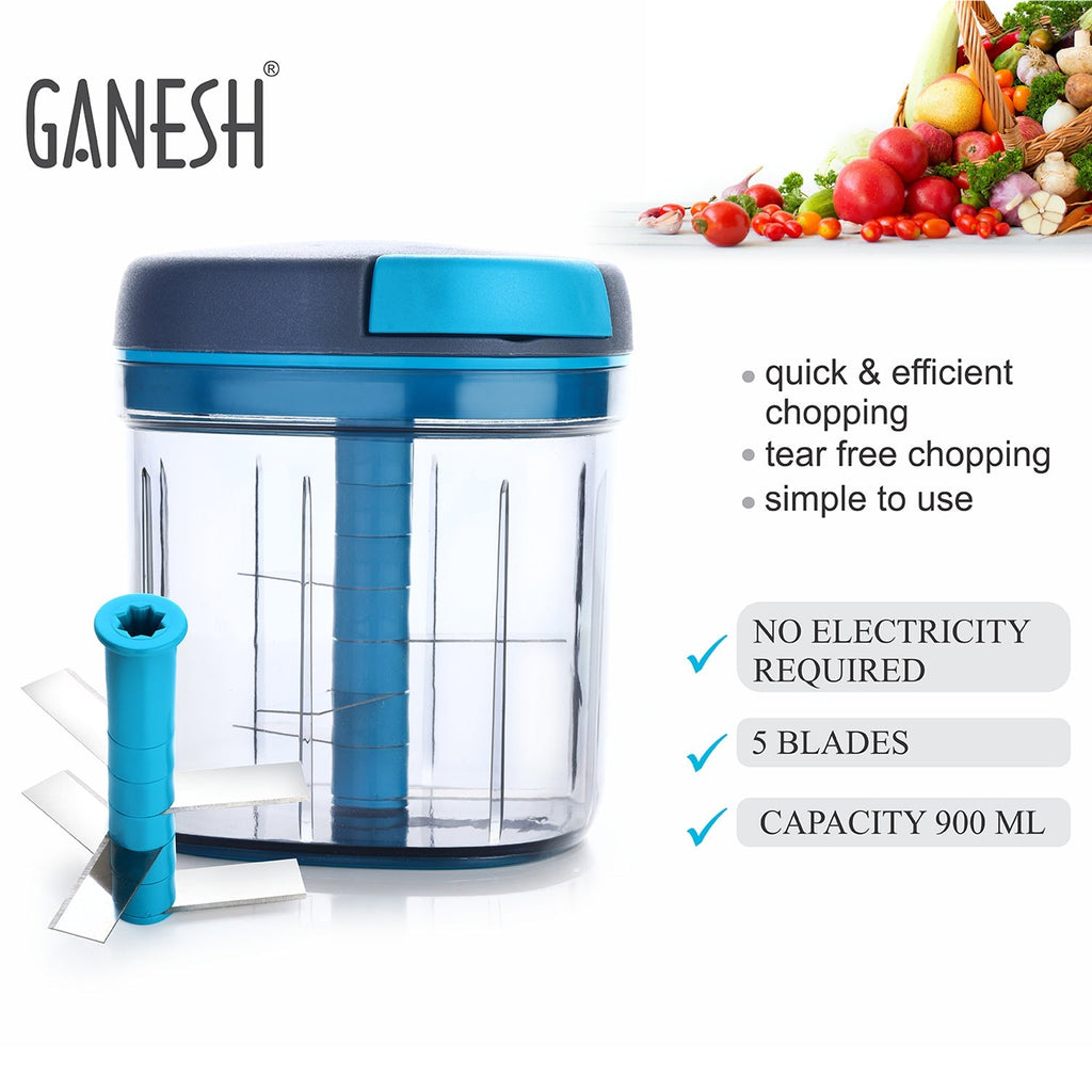 8107 Ganesh Master Chopper with 5 Stainless Steel Blades, XL Large Jumbo Chopper (900 Ml) DeoDap