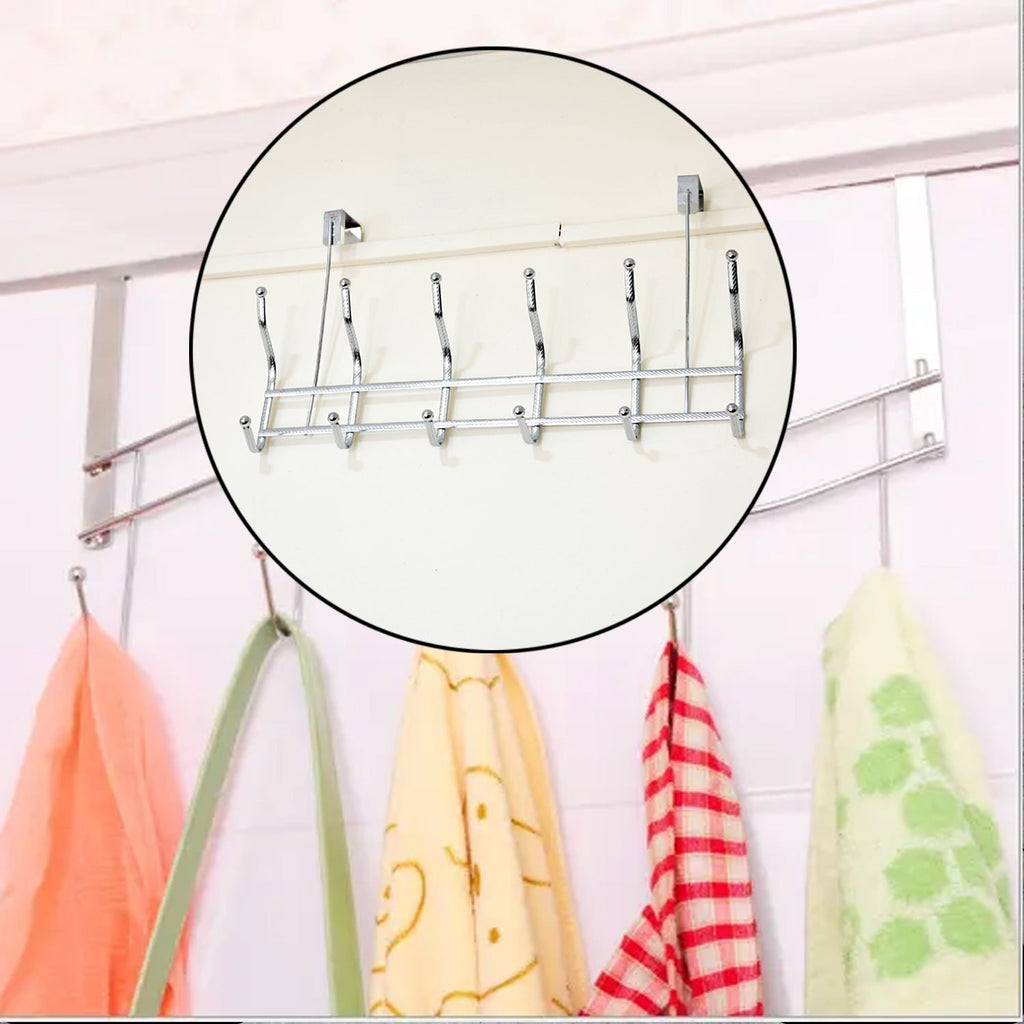 5181 Door Storage Hooks Hanger 6hooks Steel Stand For Home Use DeoDap