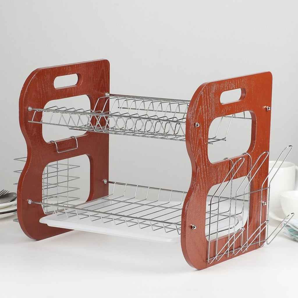 7666 Dish Drying Rack 2 Tier Attractive Design Rack For Kitchen Use DeoDap