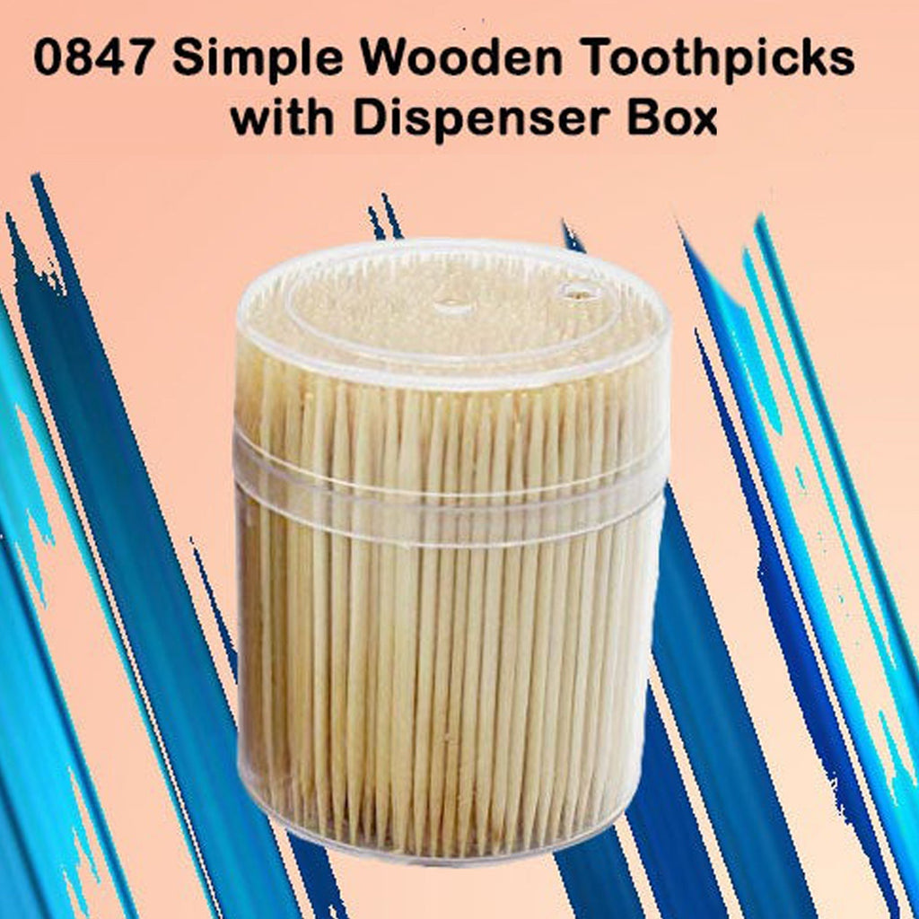 0847 Simple Wooden Toothpicks with Dispenser Box DeoDap