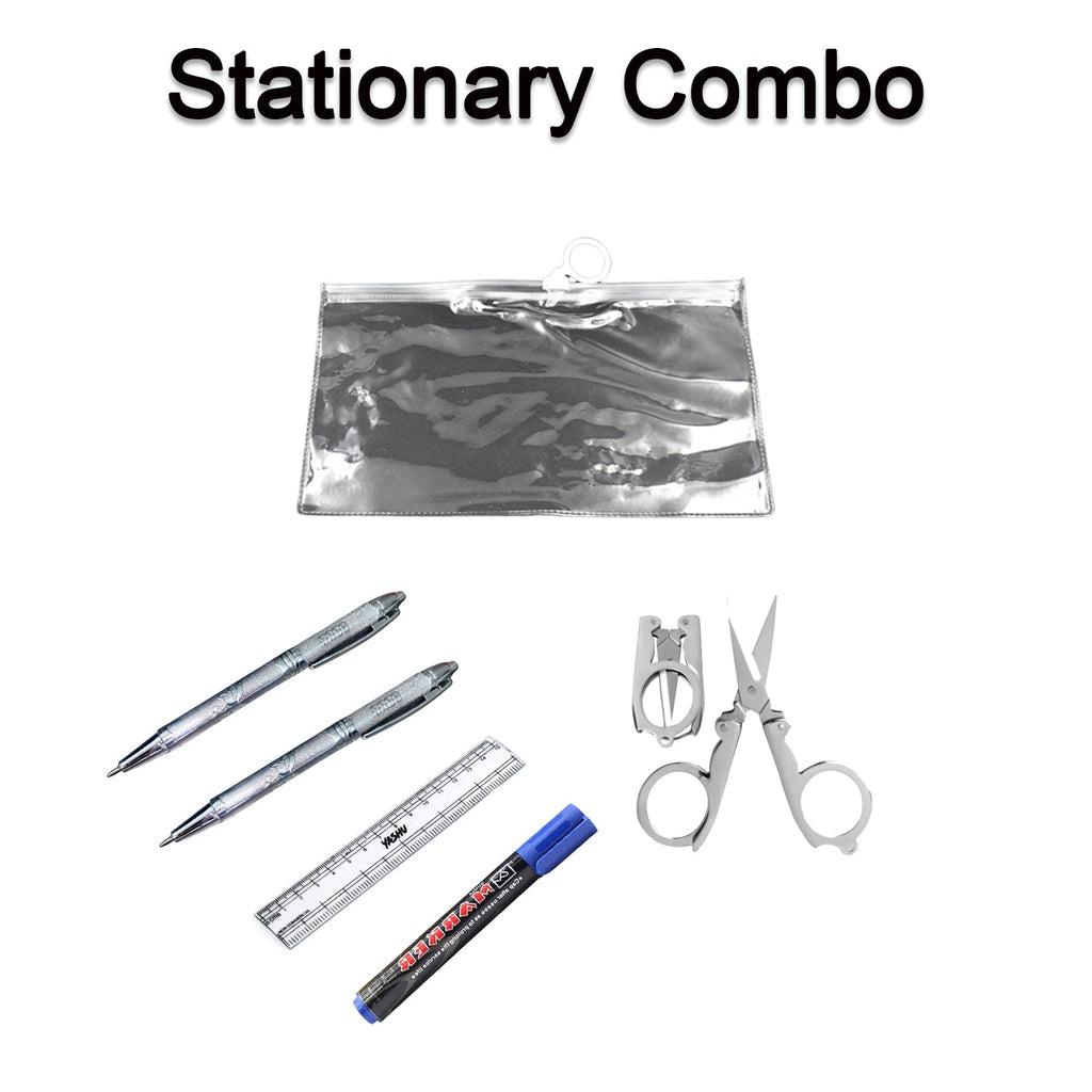 4848  6-Pcs Combo Zipper Pouch scissor Ruler Pen And Marker Used While Studying By Teachers And Students In Schools And Colleges Etc. DeoDap