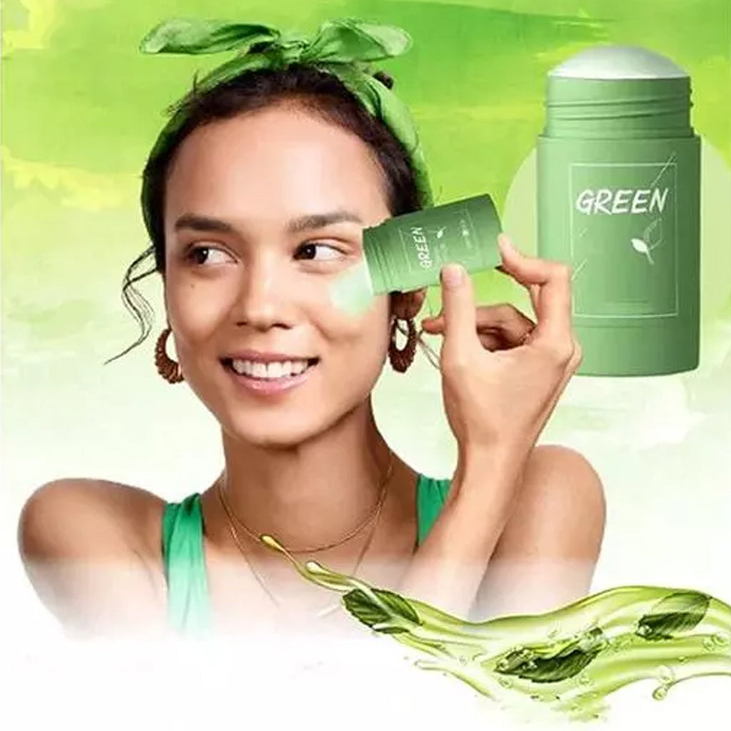 1205 Green Tea Purifying Clay Stick Mask Oil Control Anti-Acne Eggplant Solid Fine, Portable Cleansing Mask Mud Apply Mask, Green Tea Facial Detox Mud Mask DeoDap