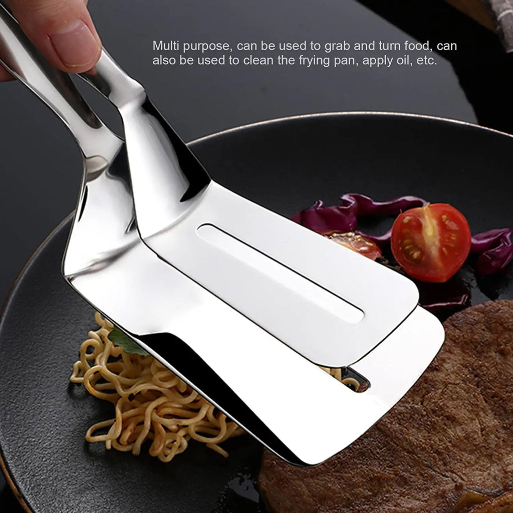 2918 Multifunction Cooking Serving Turner Frying Food Tong. Stainless Steel Steak Clip Clamp BBQ Kitchen Tong. DeoDap