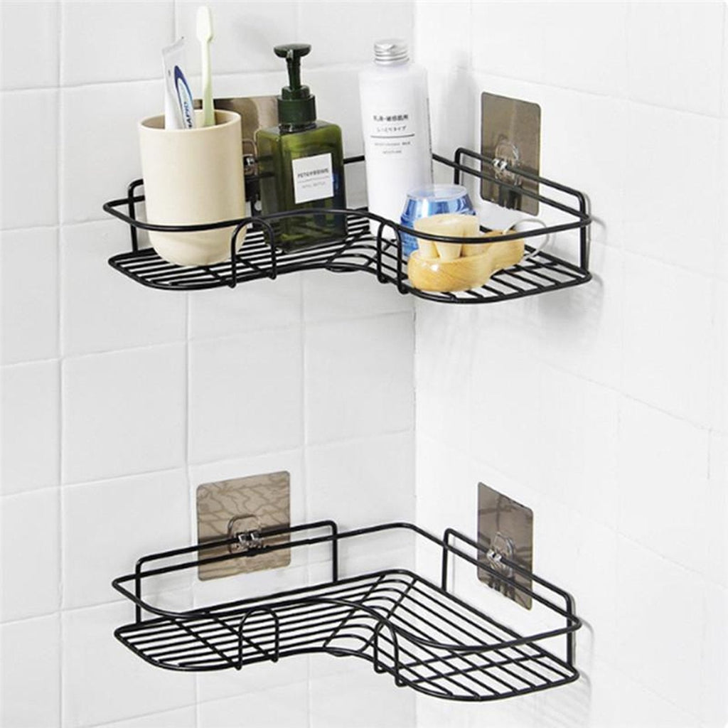 1759 Self-Adhesive Kitchen-Bathroom Corner Shelf Organiser Storage Rack DeoDap