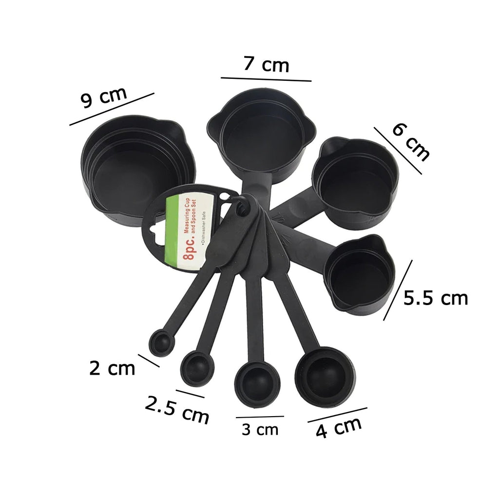 106 Plastic Measuring Cups and Spoons (8 Pcs, Black) dhanpe-shop