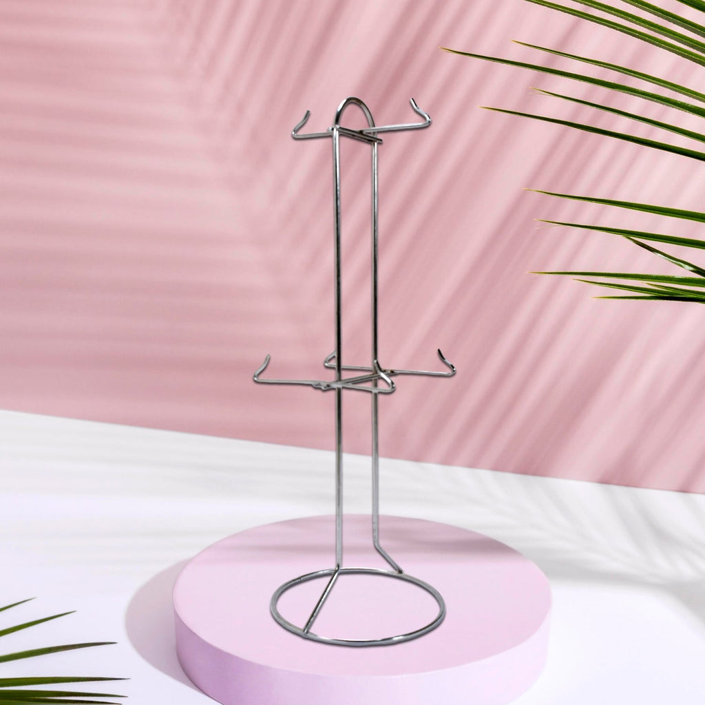 5251 Stainless Steel Kitchen Size Cup Stand Steel Cup Stand  with 6 Hooks for Cups DeoDap