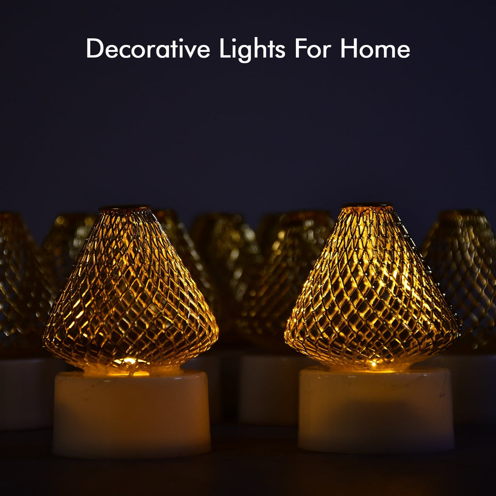 6551 12Pcs Flameless and Smokeless Decorative Candles Acrylic Led Tea Light Candle for Gifting, House, Light for Balcony, Room, Birthday, christmas, Festival, Events Decor Candles (12 Pieces) DeoDap