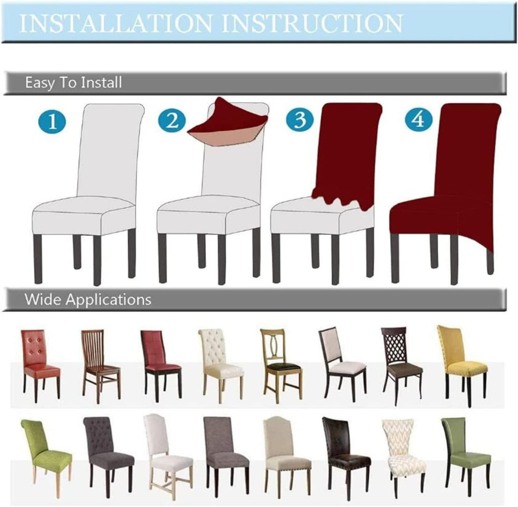 7691 Elastic Chair Cover Dining Chair Covers Set of 2 Stretchable , Washable Cover For Homes Chair Use DeoDap