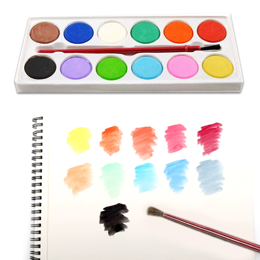 1123 Painting Water Color Kit - 12 Shades and Paint Brush (13 Pcs) DeoDap