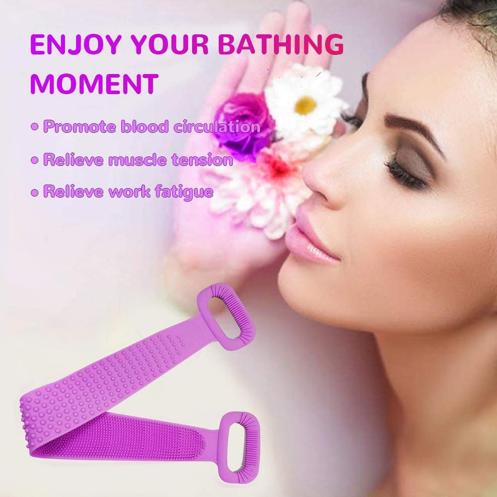 1303 SILICONE BODY BACK SCRUBBER DOUBLE SIDE BATHING BRUSH FOR SKIN DEEP CLEANING WITH HOOK DeoDap