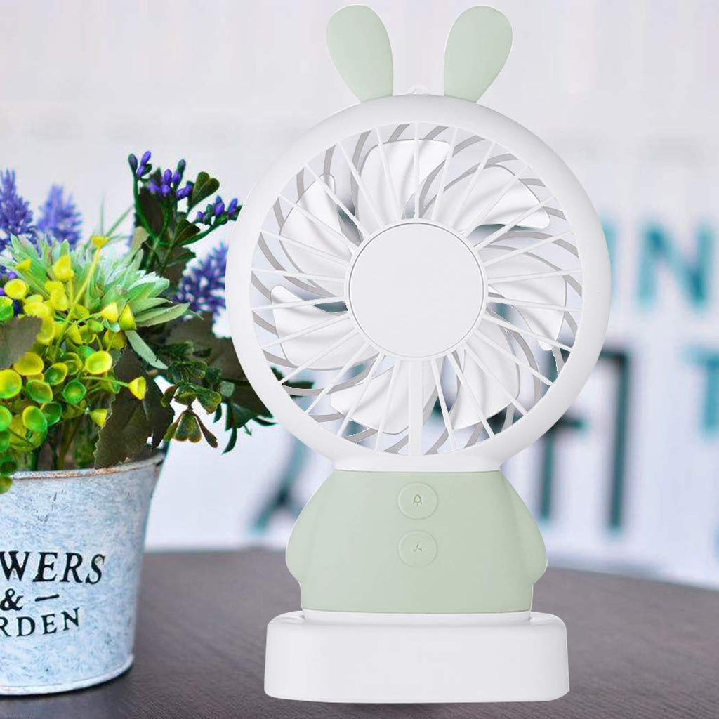 7633 Mini Portable Fan USB Rechargeable Handheld Rabbit Style Color Changing LED Light Pocket Desk Light Fan DeoDap