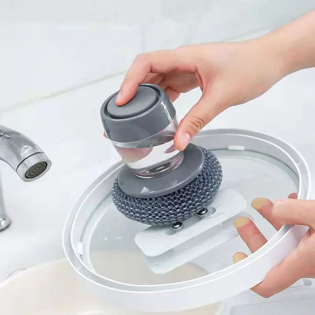 4921 Soap Dispensing Palm Brush Washing Liquid Dish Brush Soap Pot Utensils with Dispenser Cleaning DeoDap