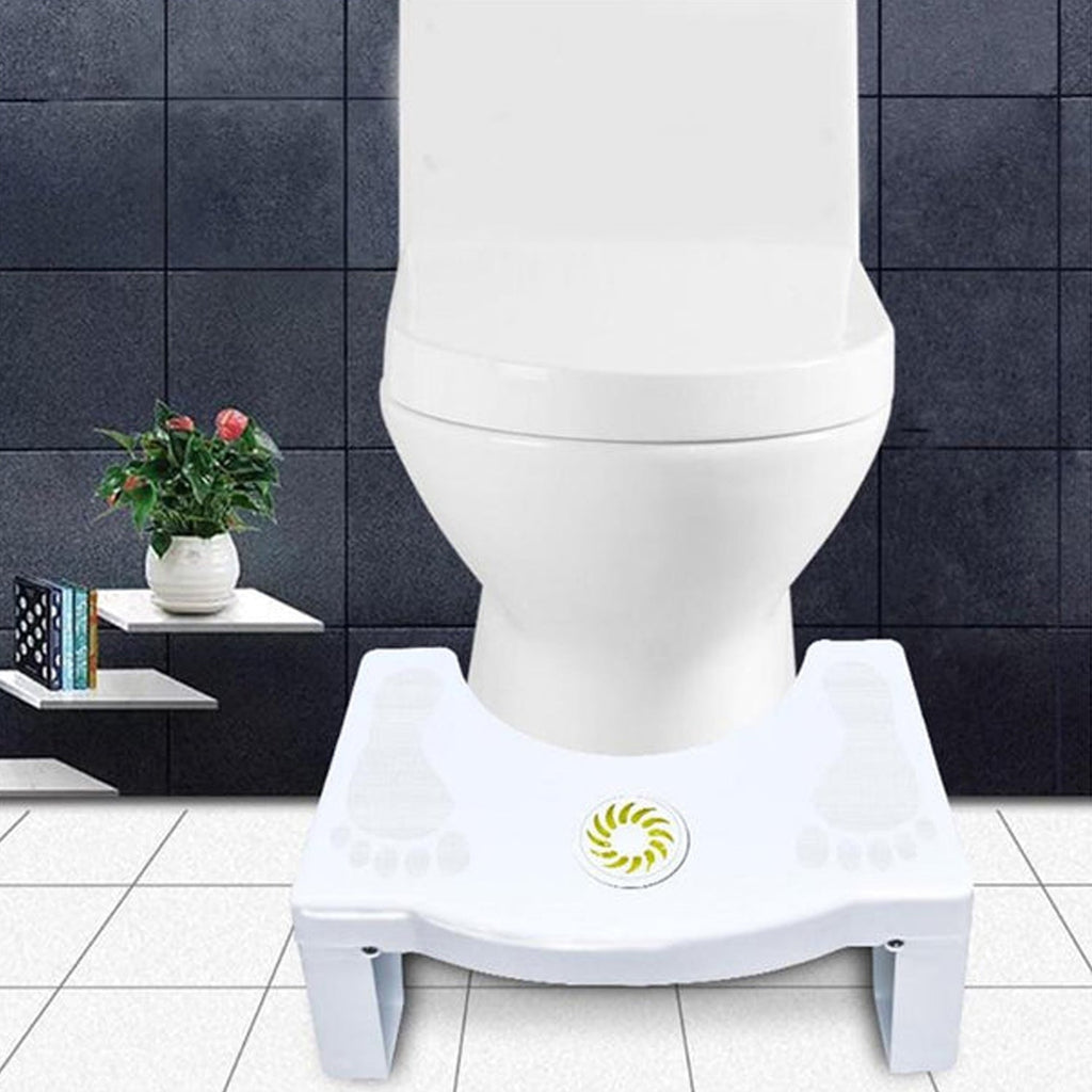 6005A Plastic Non-Slip Folding Toilet Squat Stool - White Color DeoDap