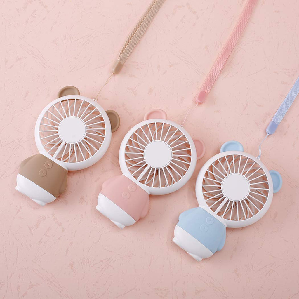 7632 MINI PORTABLE FAN USB RECHARGEABLE HANDHELD BEAR STYLE COLOR CHANGING LED LIGHT POCKET DESK LIGHT FAN DeoDap