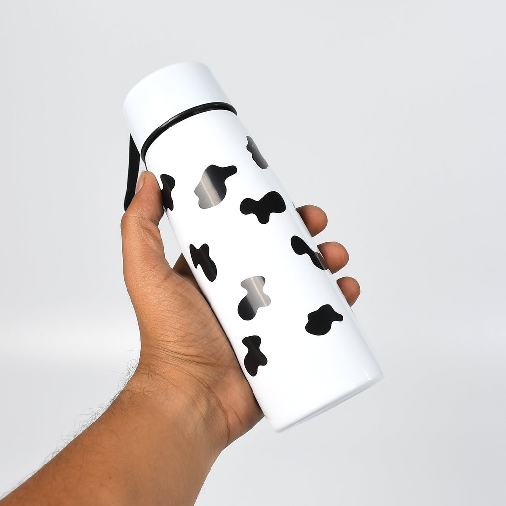 6784 Cow Print Stainless Steel Design Water Bottle Easy To Carry Bottle Leak-Proof Bottle For Office Bottle | Gym Bottle | Home | Kitchen | Hiking | Treking Bottle | Travel Bottle  ( 400ml ) DeoDap