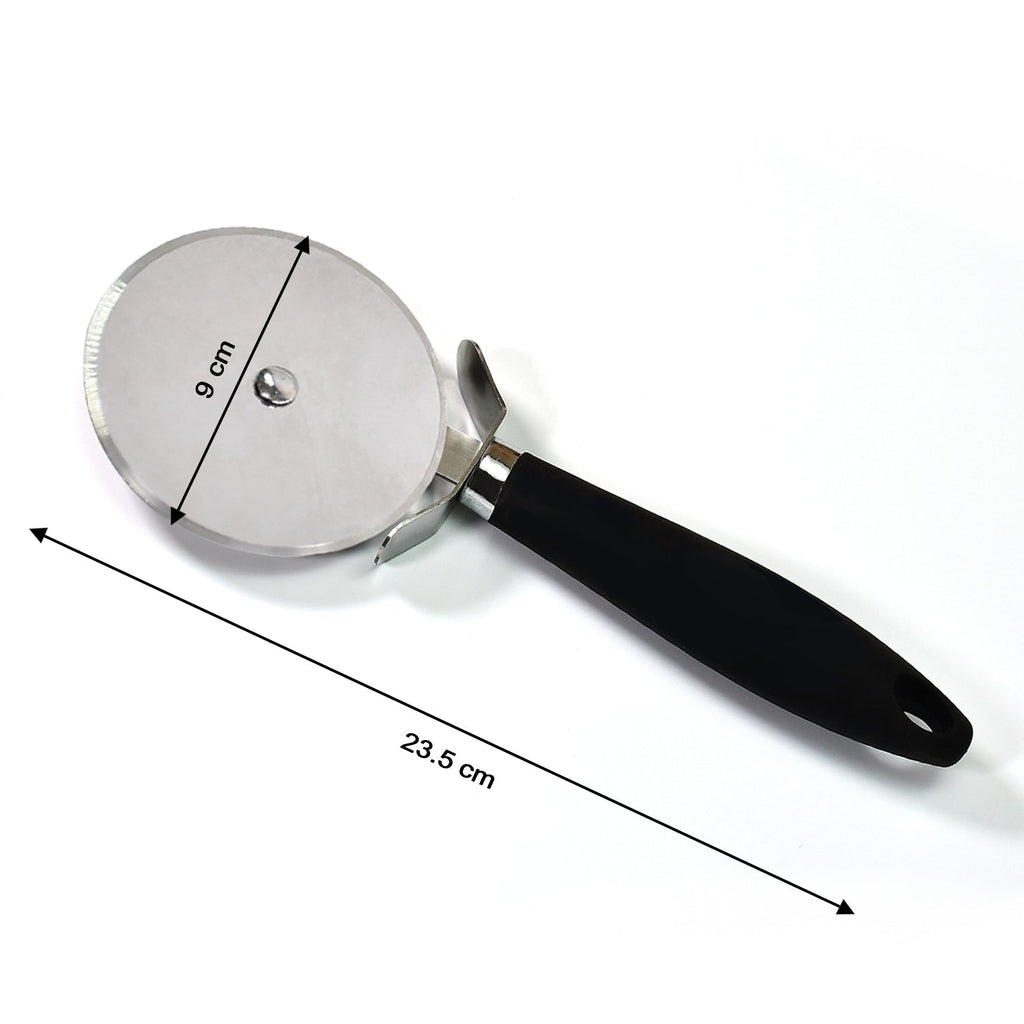 2049 Stainless Steel Pizza Cutter with black handle, Sandwich & Pastry Cutter, Sharp, Wheel Type Cutter. DeoDap