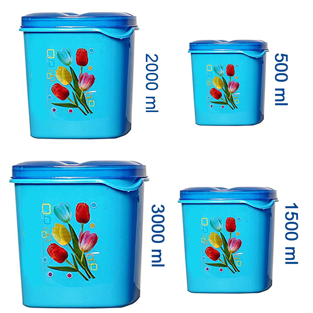 2239 Container Set For Kitchen Storage Airtight & Food Grade Plastic (Pack of 4) (3000ml,1500ml,1000ml,500ml) DeoDap