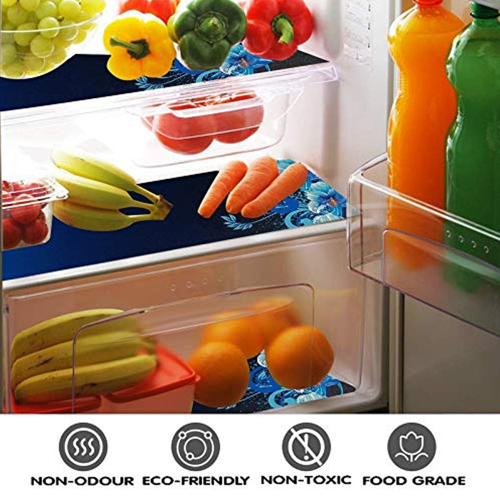 1085 Fridge Top Cover with 6 Utility Pockets and 4 Pc Fridge Mats (pack of 5) DeoDap