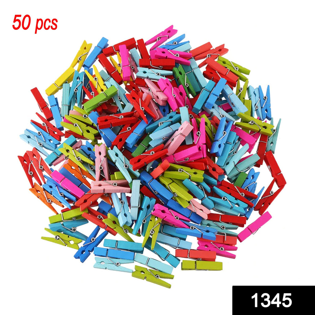 1345 Multipurpose Wooden Clips /Cloth Pegs (Small, 50 Pcs) DeoDap