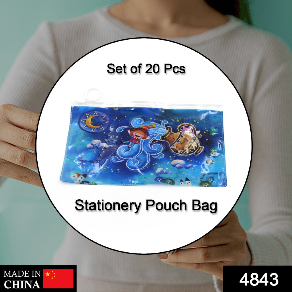 4843 20 Pc Blue Printed Pouch For Carrying Stationary Stuffs And All By The Students. DeoDap