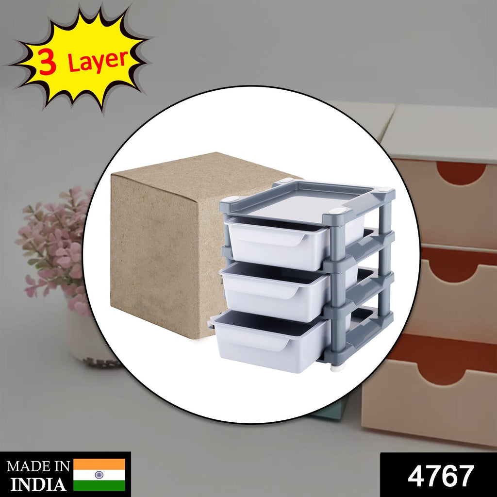 4767 Mini 3 Layer Drawer Used for storing makeup equipment’s and kits used by women’s and ladies. DeoDap