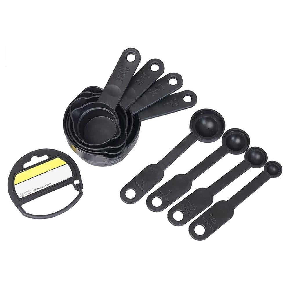 106 Plastic Measuring Cups and Spoons (8 Pcs, Black) dhanpe-shop