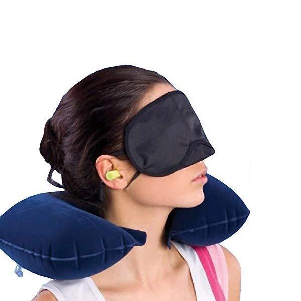 505 -3-in-1 Air Travel Kit with Pillow, Ear Buds & Eye Mask dhanpe-shop WITH BZ LOGO