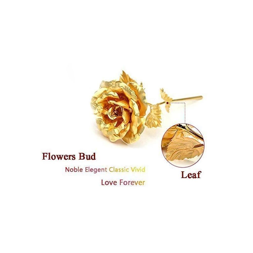 879 24K Artificial Golden Rose/Gold Red Rose with Gift Box (10 inches) DeoDap