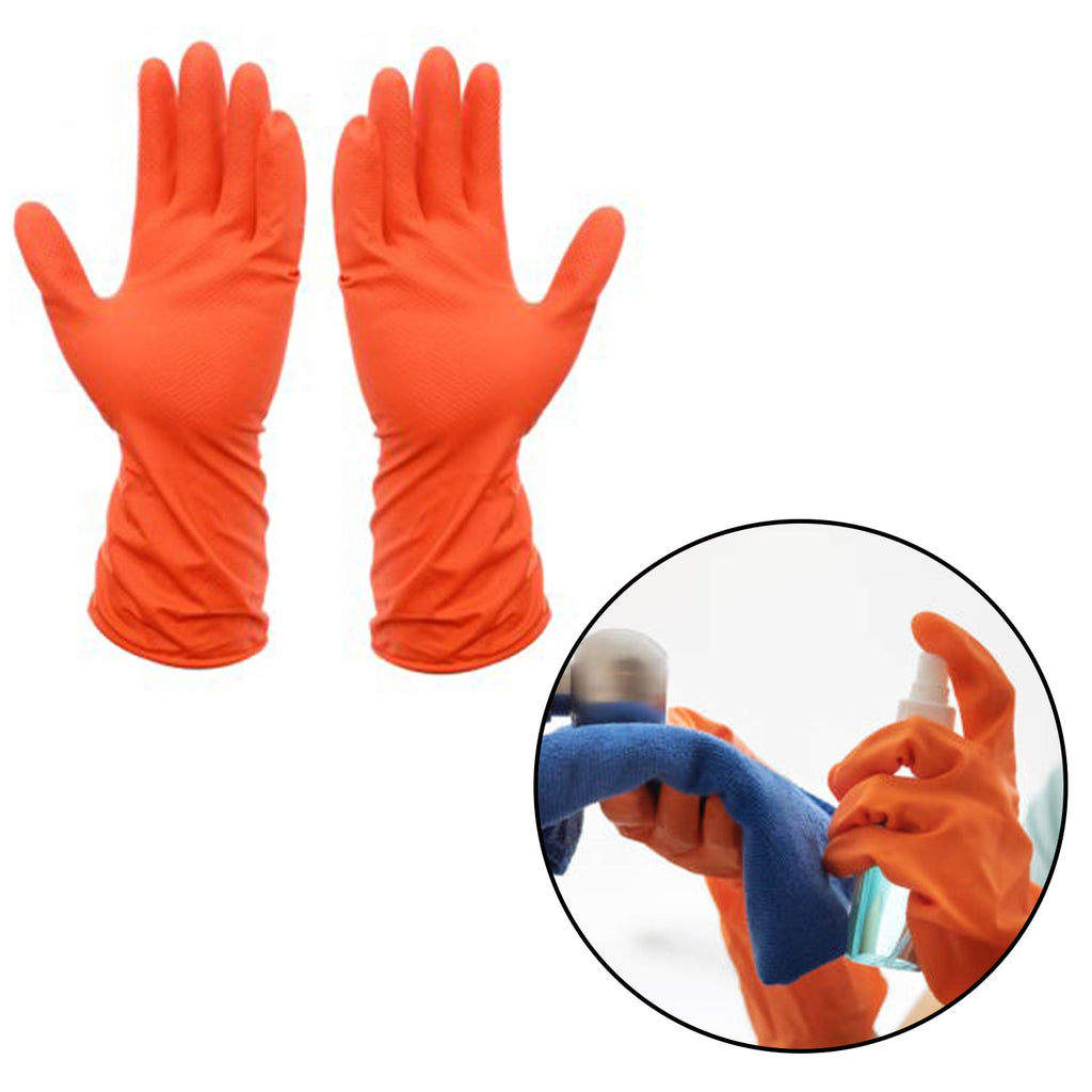 4852 2 Pair Medium Orange  Gloves For Types Of Purposes Like Washing Utensils, Gardening And Cleaning Toilet Etc. DeoDap