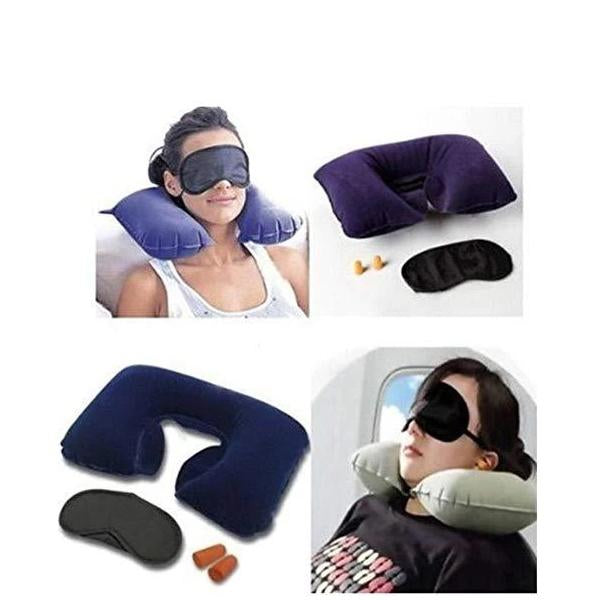 505 -3-in-1 Air Travel Kit with Pillow, Ear Buds & Eye Mask dhanpe-shop WITH BZ LOGO