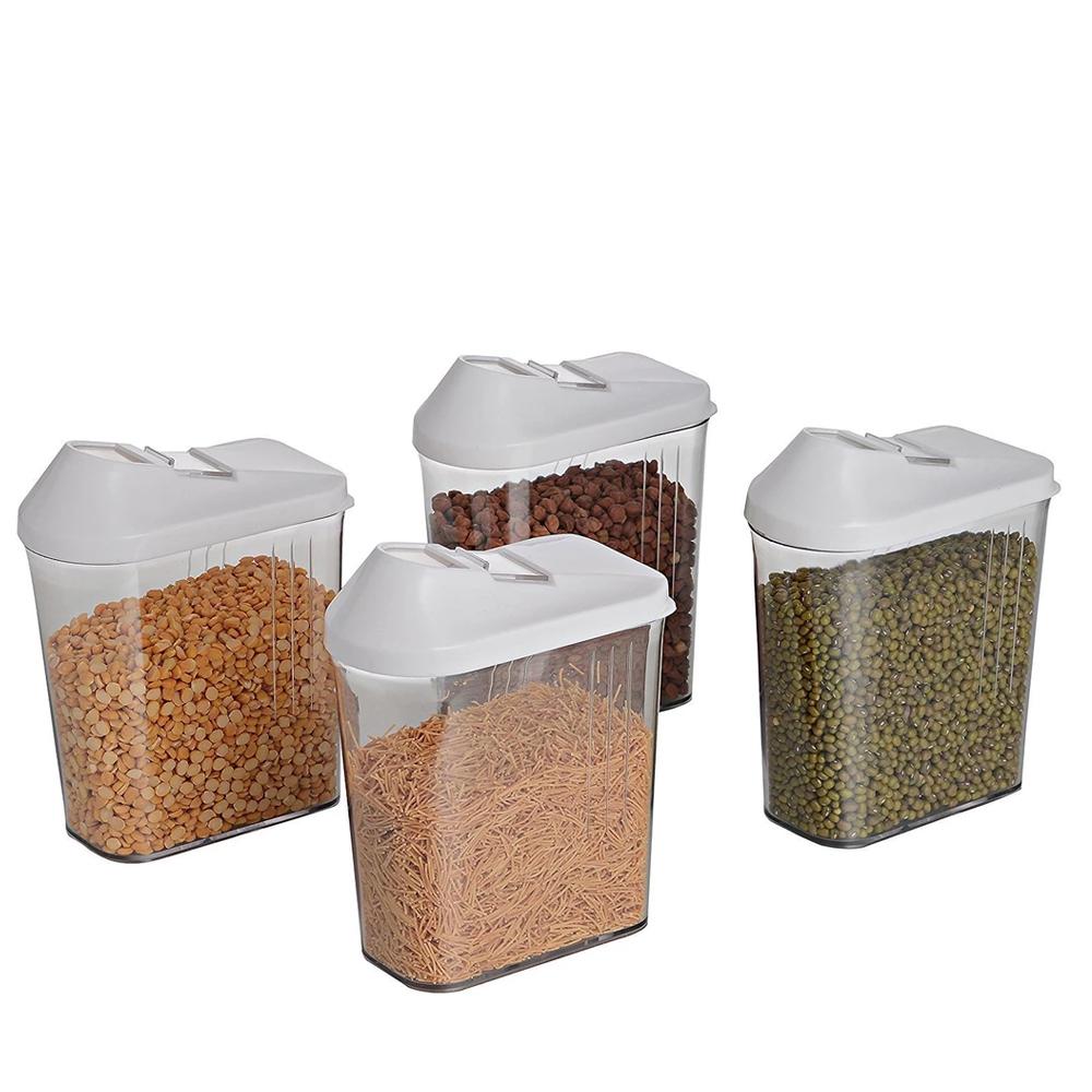 096 Plastic Easy Flow Storage Jar with Lid (750ml, Set of 6) DeoDap