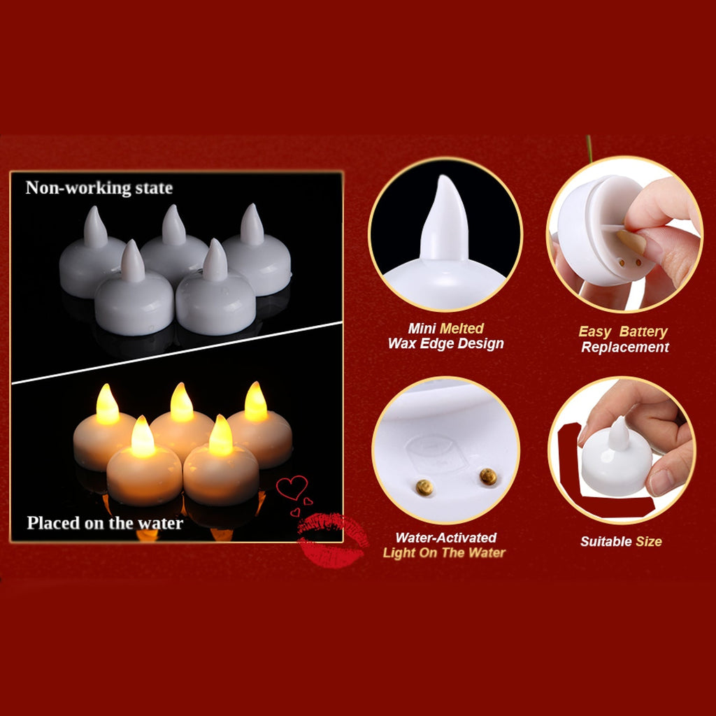 6433 Set of 8Pcs With transparent box. Flameless Floating Candles Battery Operated Tea Lights Tealight Candle - Decorative, Wedding. DeoDap