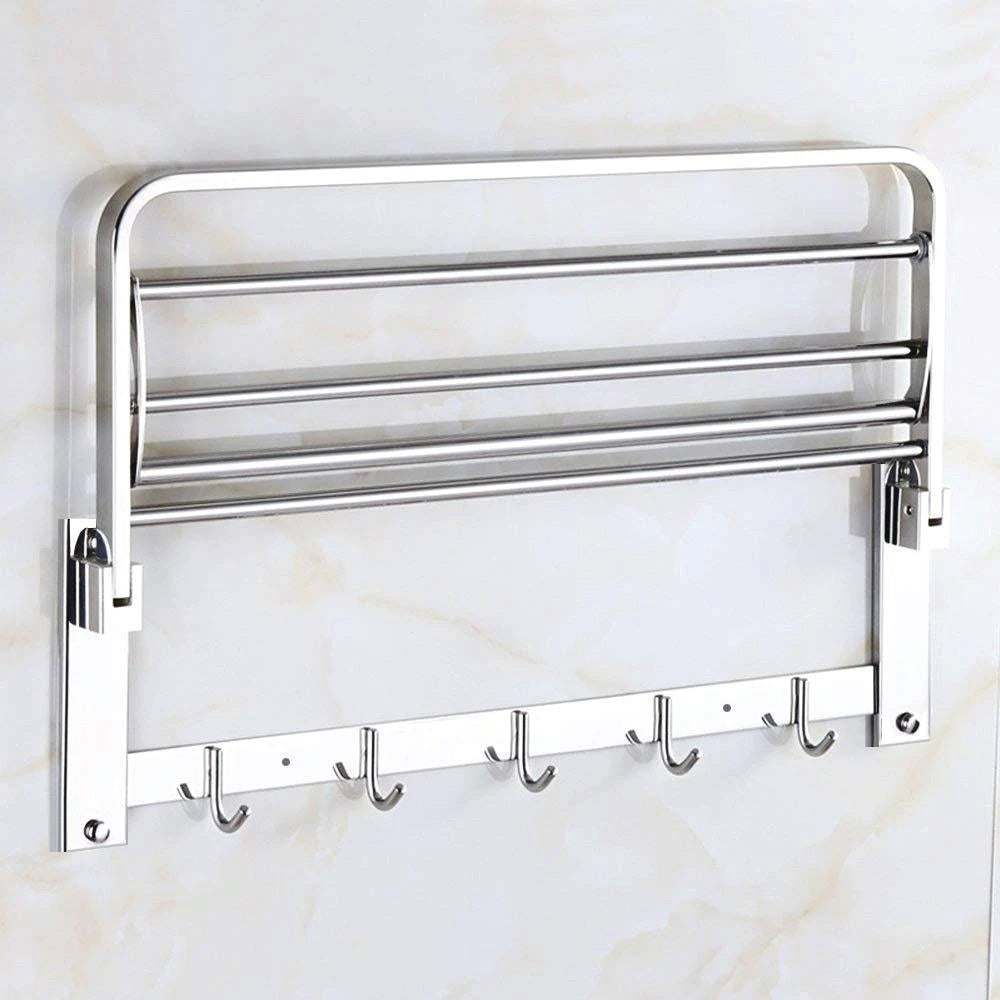 0491 Stainless Steel Folding Towel Rack Cum Towel Bar 18 Inch DeoDap