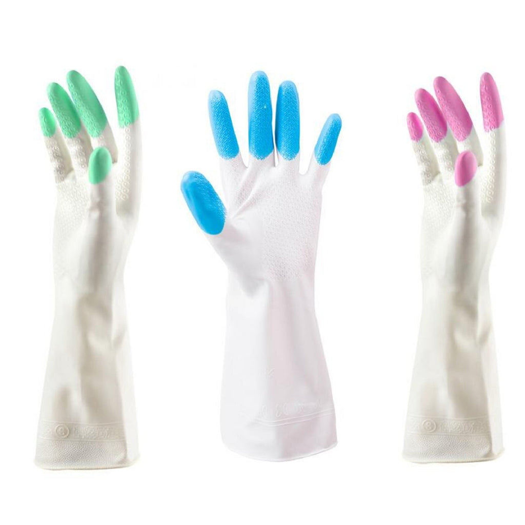 4934 Reusable Rubber Latex PVC Flock lined Elbow Length Hand Gloves cleaning gloves DeoDap