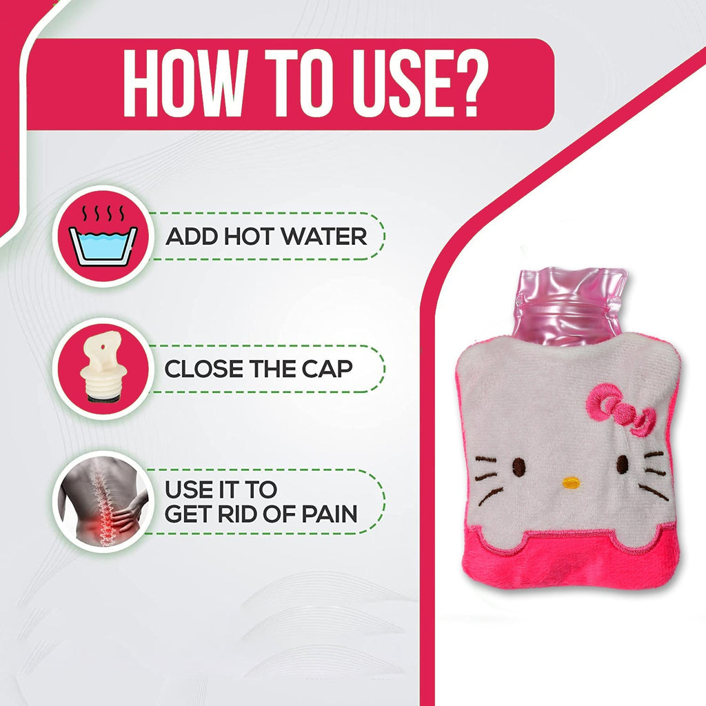 6520 Pink Hello Kitty small Hot Water Bag with Cover for Pain Relief, Neck, Shoulder Pain and Hand, Feet Warmer, Menstrual Cramps. DeoDap