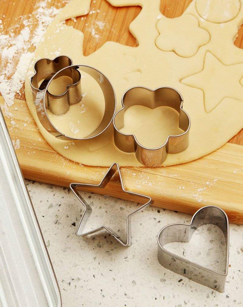 0813 Cookie Cutter Stainless Steel Cookie Cutter with Shape Heart Round Star and Flower (12 Pieces) DeoDap