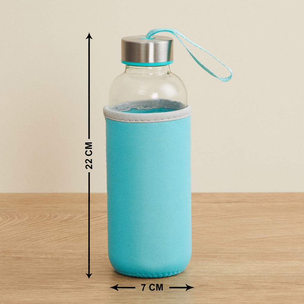 1199 Glass Water Bottle (500 ml) With Cover DeoDap