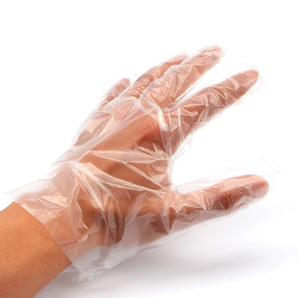 0670 Plastic Transparent Disposable Clear Gloves (White) (100Pc) DeoDap