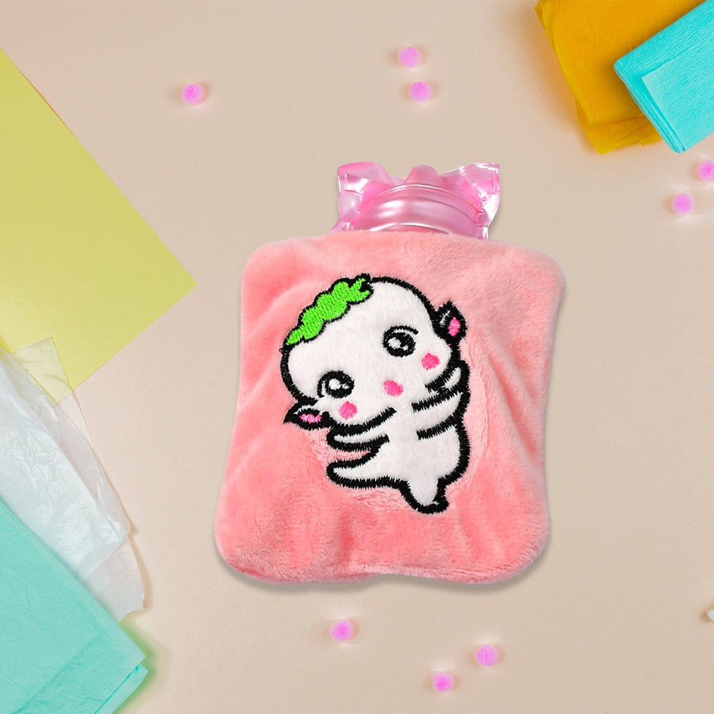 6532 Pink Cartoon small Hot Water Bag with Cover for Pain Relief, Neck, Shoulder Pain and Hand, Feet Warmer, Menstrual Cramps. DeoDap