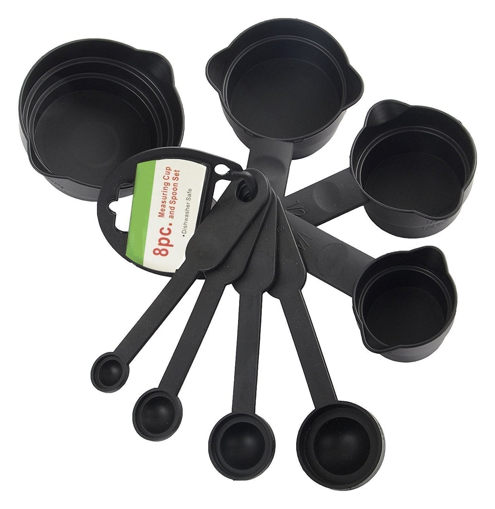 106 Plastic Measuring Cups and Spoons (8 Pcs, Black) dhanpe-shop