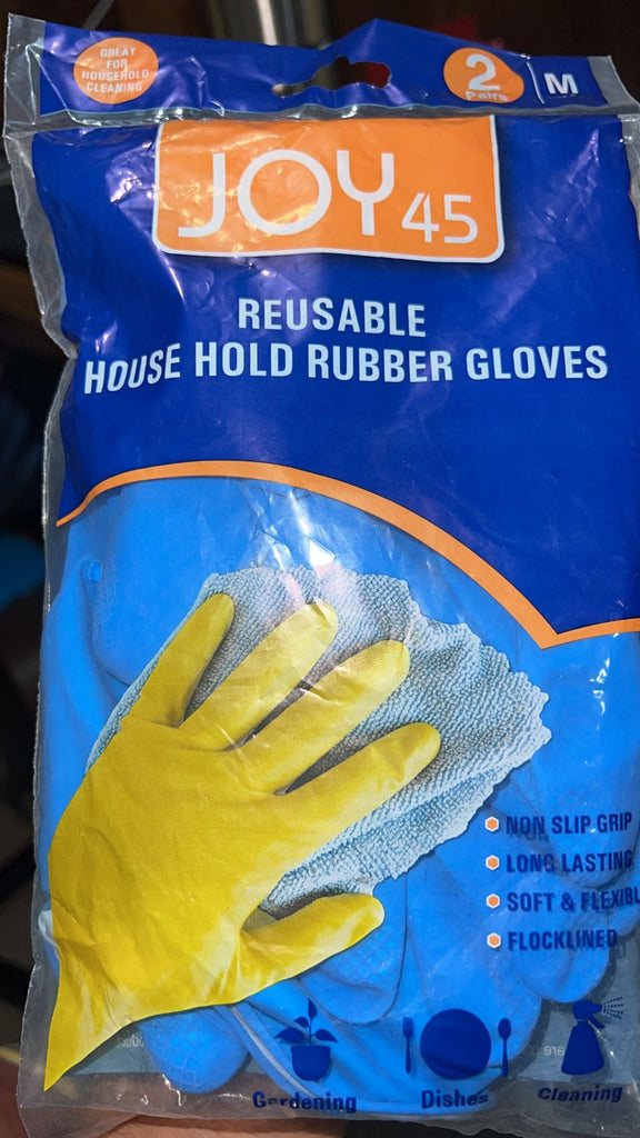 4854 2 pair med yellow gloves For Types Of Purposes Like Washing Utensils, Gardening And Cleaning Toilet Etc. DeoDap