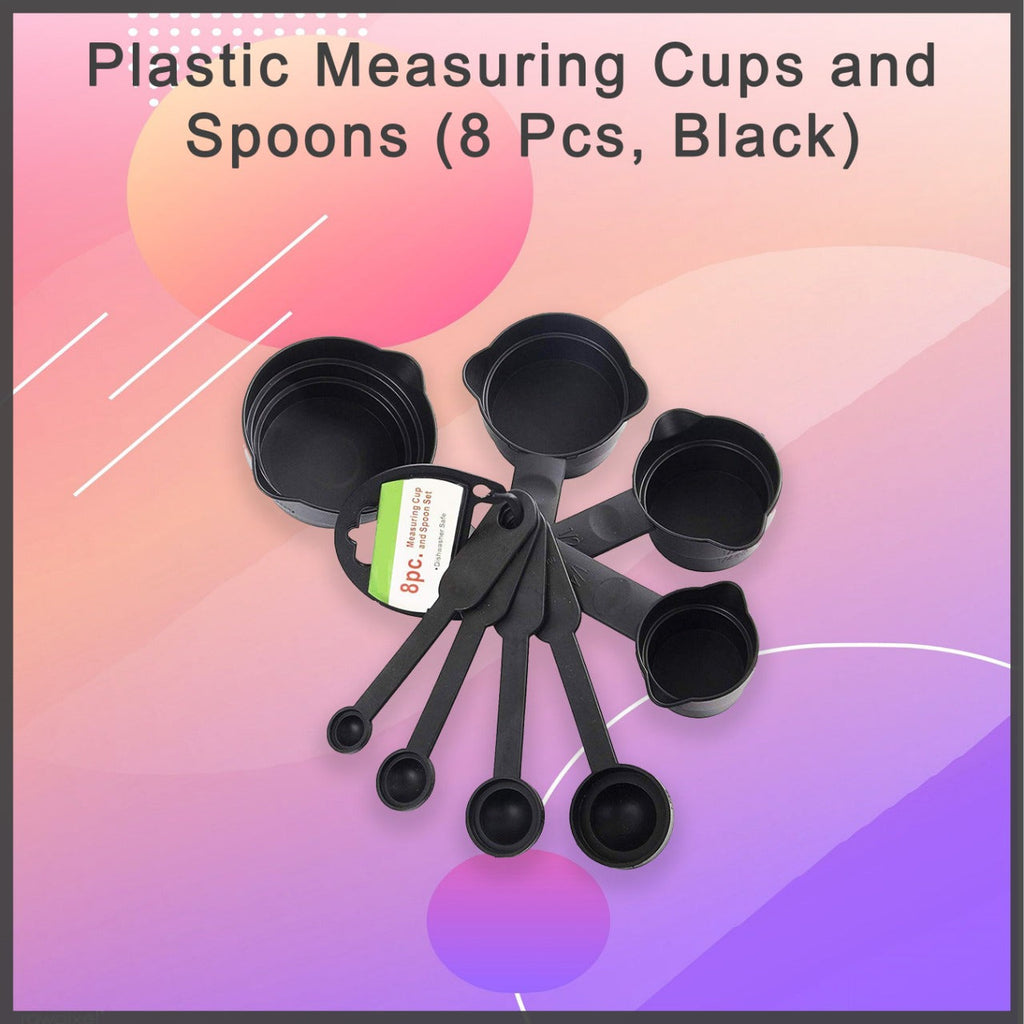 106 Plastic Measuring Cups and Spoons (8 Pcs, Black) dhanpe-shop