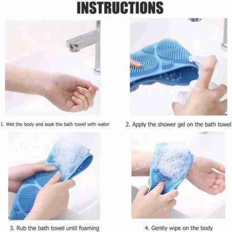 1302 Silicone Body Back Scrubber Double Side Bathing Brush for Skin Deep Cleaning DeoDap