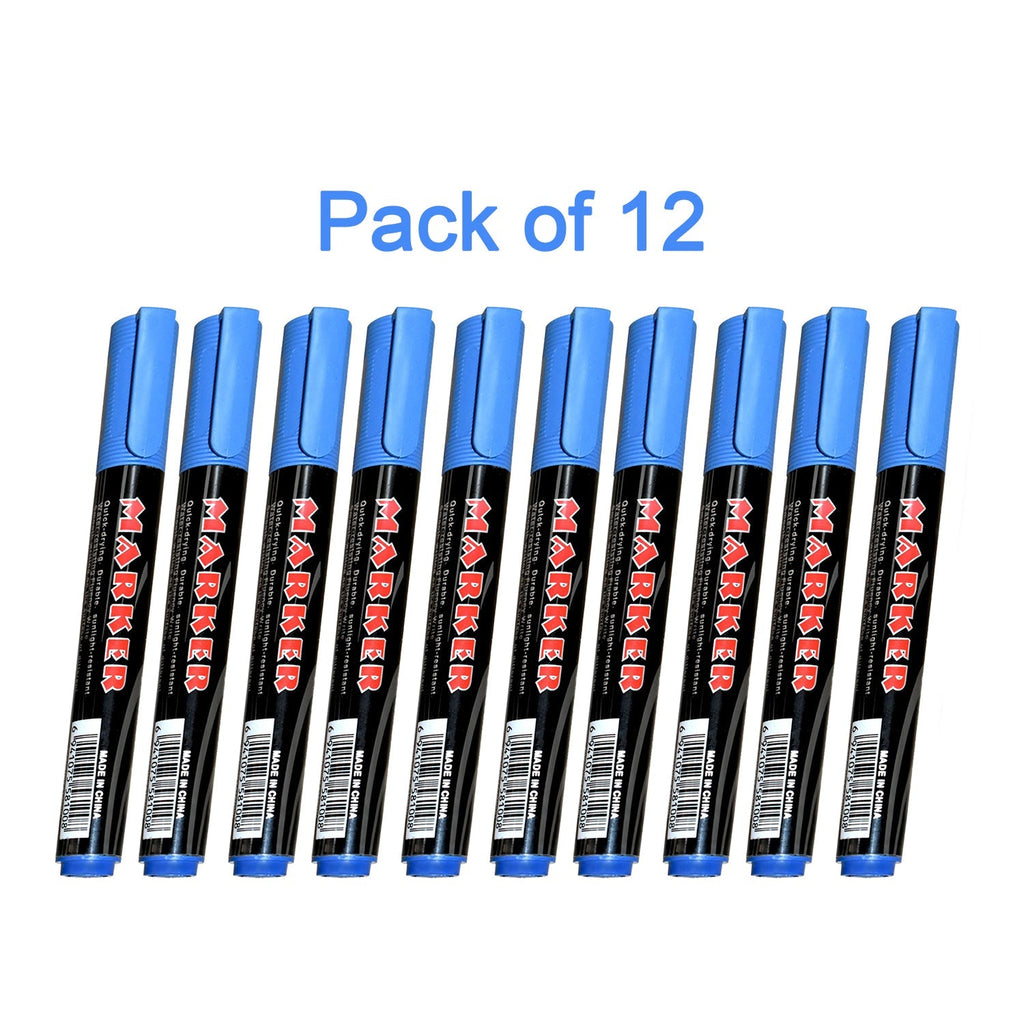 1624 Blue Permanent Markers for White Board (Pack Of 12) DeoDap